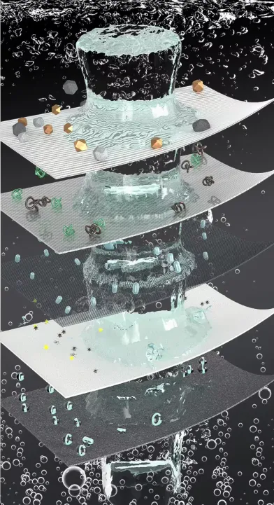 Representación de las etapas de filtración por las que pasa el agua